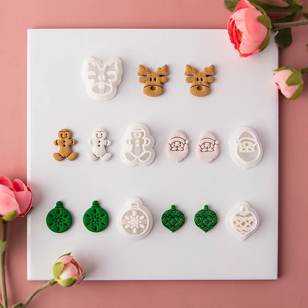 

Рождественский Лось Санта-Снежинка Дерево Пряники Полимерные Серьги Глина Форма Резак Олень Серьги Брошь Ювелирные Изделия Подвеска Резка DIY
