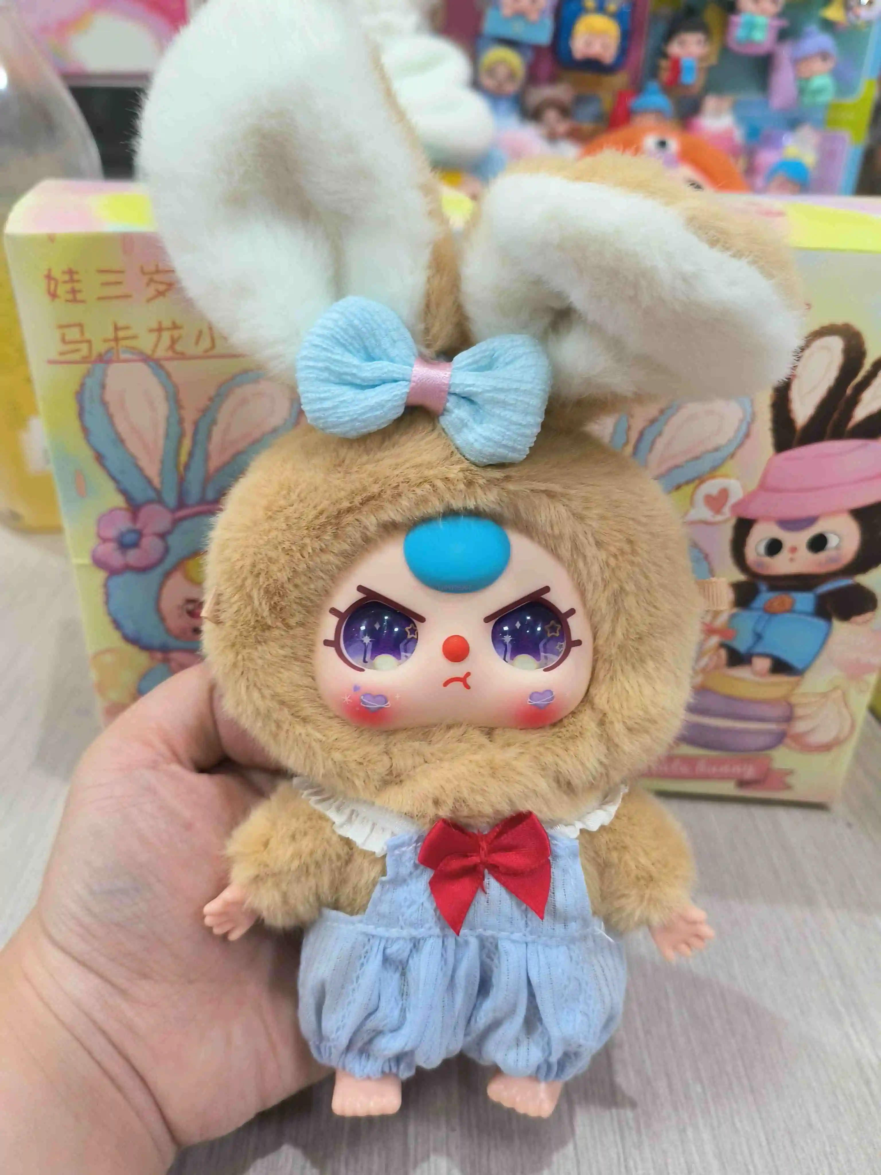 Genuine Star Eye Baby Three Macaron Little Rabbit Series Trendy Play Cute Rabbit Handmade Kawaii Christmas Birthday Gift Toys