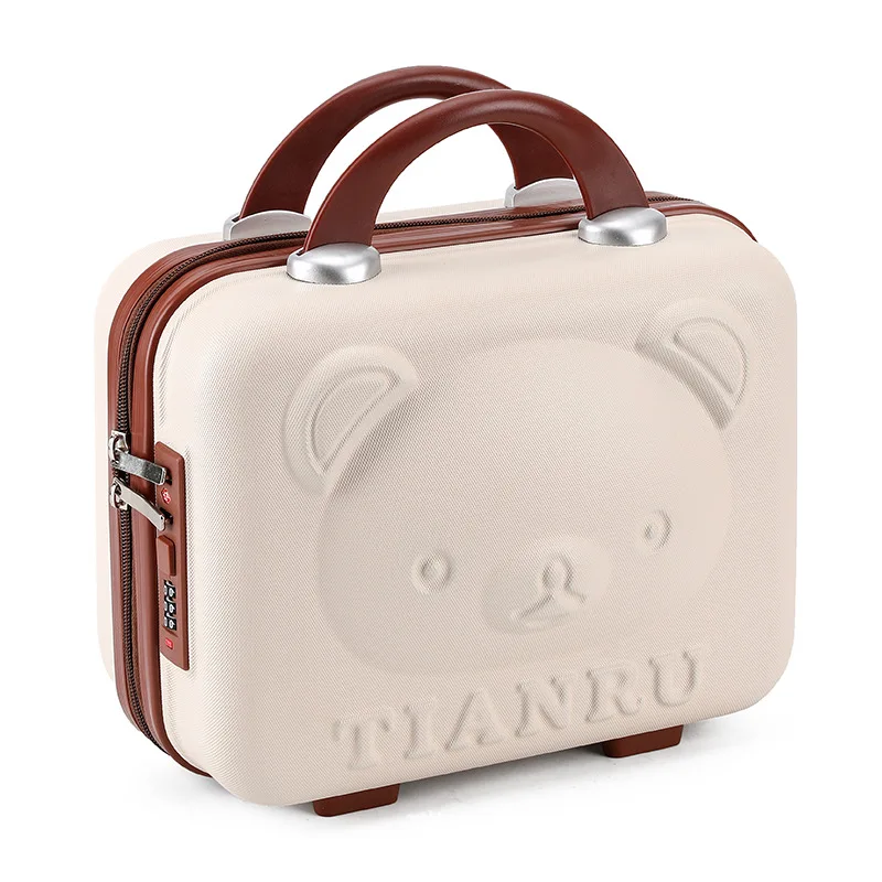 14-inch Portable Suitcase Fashion with Hand Gift Bear Portable Storage Cosmetic Case Portable Zipper Password Lock Bag