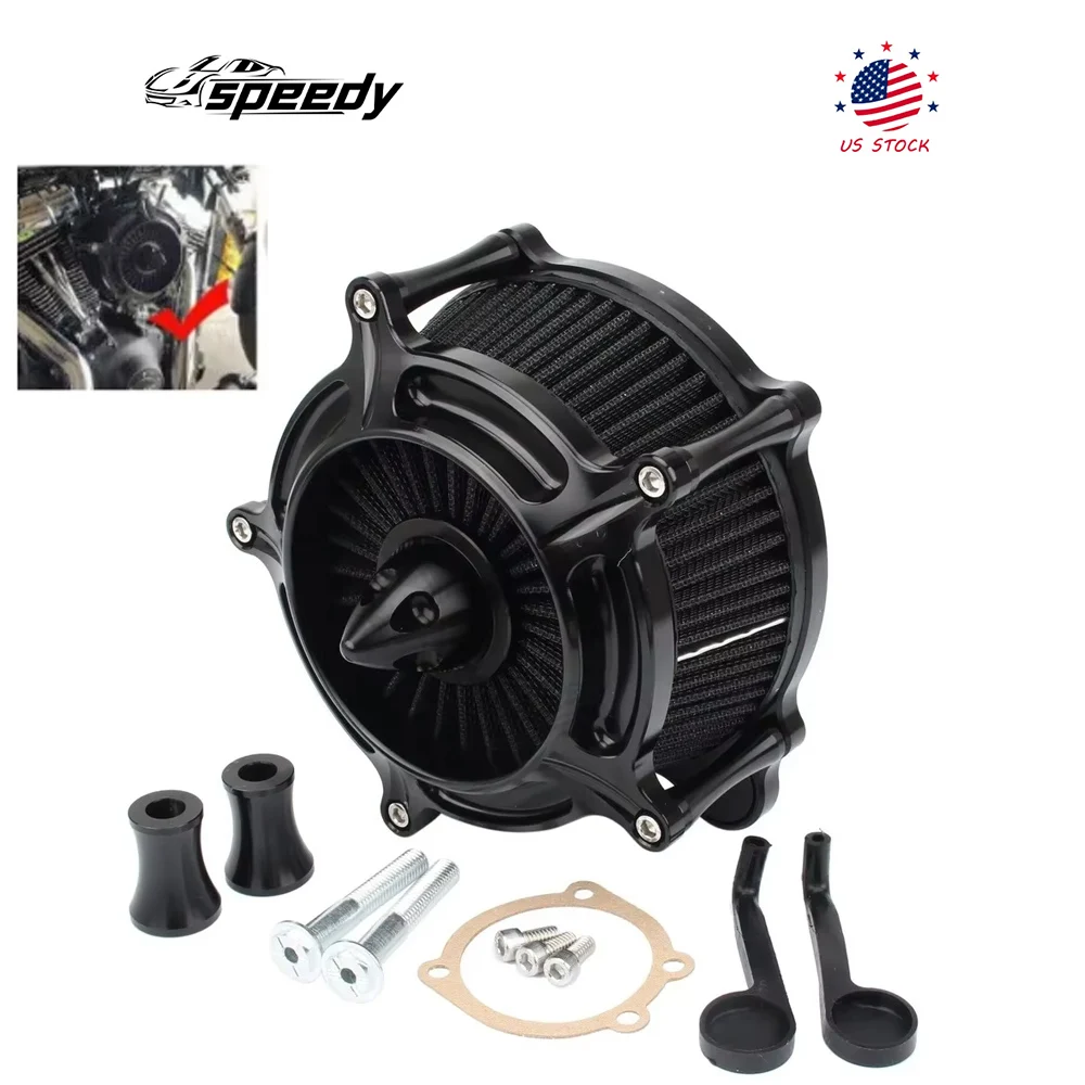

Aluminum Air Filter Intake Cleaner Black Kit For 1993-2017 Dyna Touring FXR EVO 1993-2015 Softail EVO