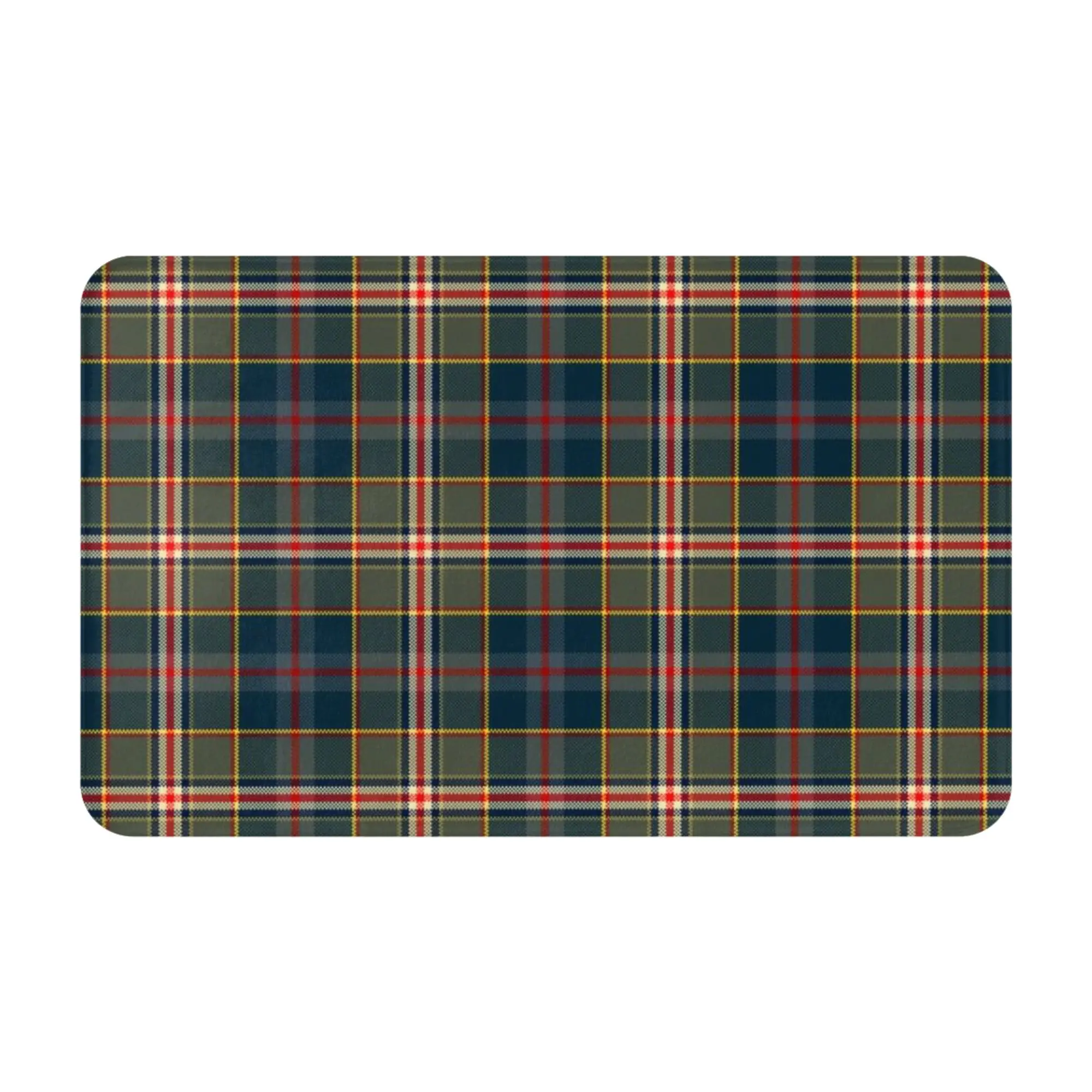 Green Red Marine Tartan Plaid Fabric Pattern Non-slip Mat Living Room  Absorbent Doormat Floor Decoration