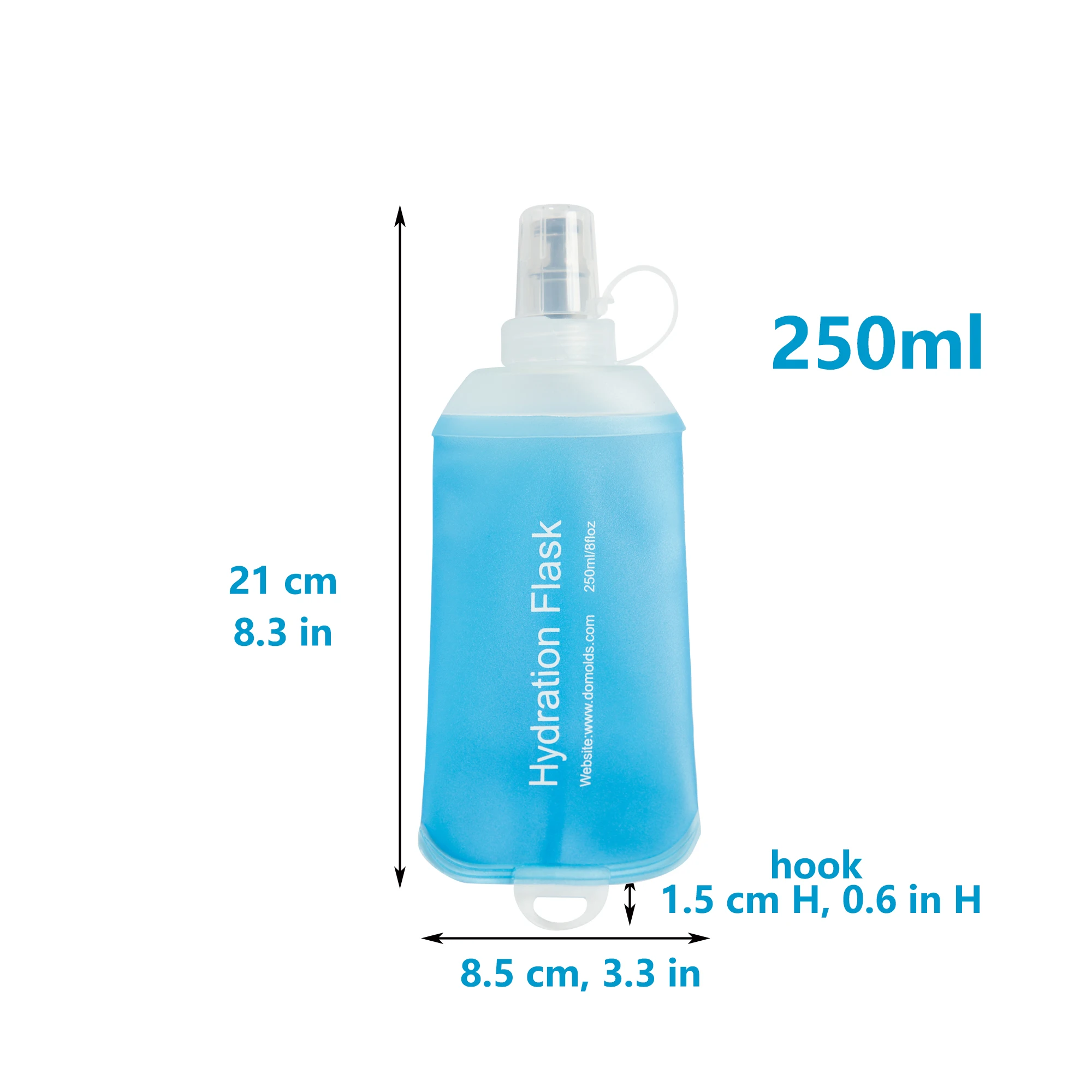 AXEN-Folding Water Bottle, Soft Flask, Blue, Green, White, Collapsible, TPU, Cycling, Running, Camping, Travelling, 250ml