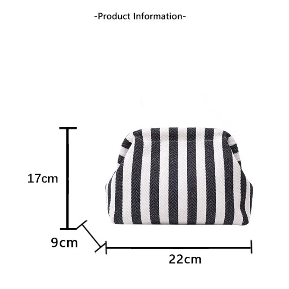 Monederos de ganchillo de gran capacidad a la moda, bolsos de mano con patrón de rayas de lona de ganchillo, bolsa de maquillaje para mujer