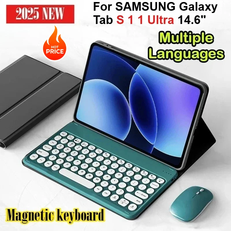 

2025 New Bluetooth Magnetic Keyboard Tablet Case for Samsung Galaxy Tab S11 Ultra 14.6" S10 Lite 11 Inch Protective Smart Funda