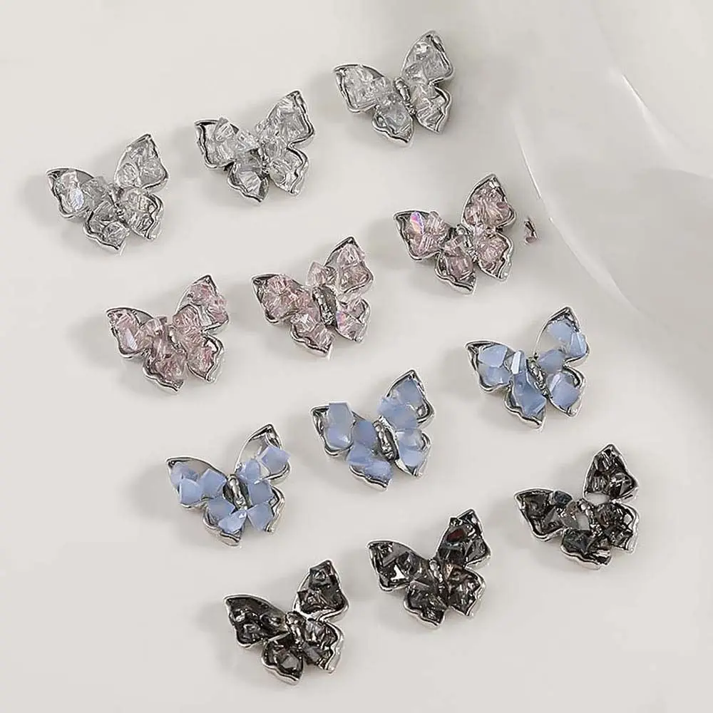 

4Pcs Crushed Stone Butterfly Nail Charms Colorful Crystal Butterfly Nail Art Decors Artistic Y2K Nail Parts Manicure Accessories