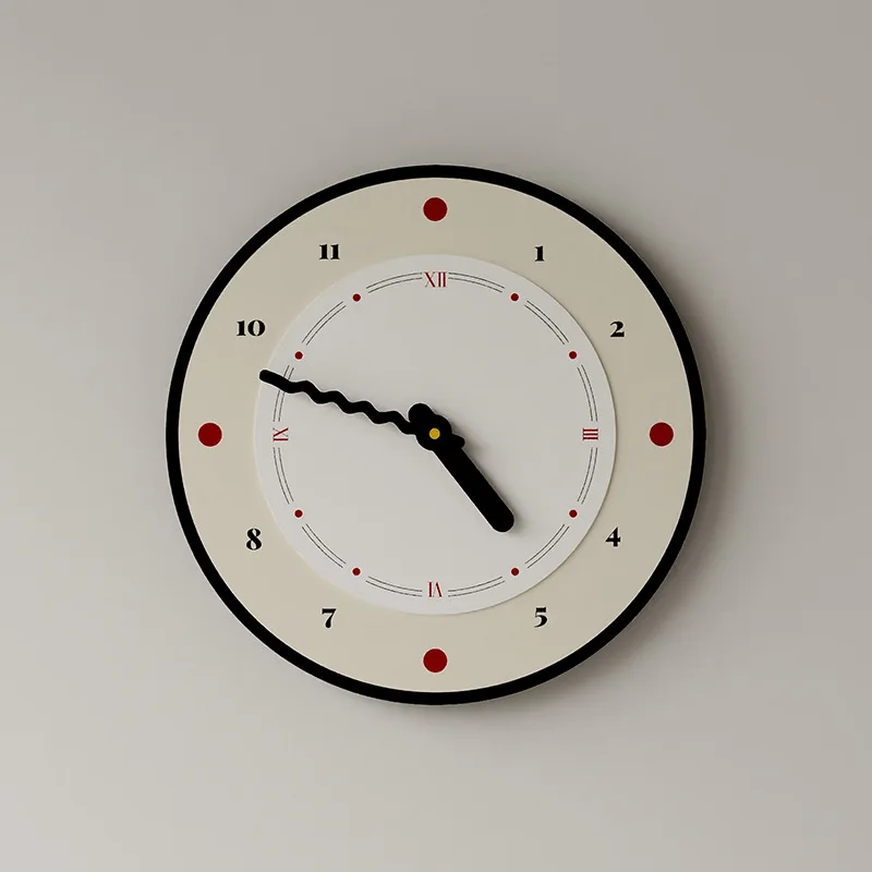 Cartoon Cream Air Wall Clock Living Room Simple Modern Watch Atmospheric Household Bedroom Decoration Super Quiet New