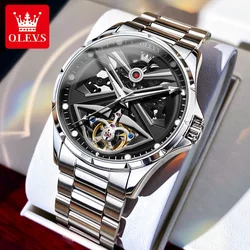 OLEVS 6655 Original Hollow Fashion Mechanical Watch For Men 42mm Big Dial Automatic Wristwatch Waterproof Luminous Dress Watches