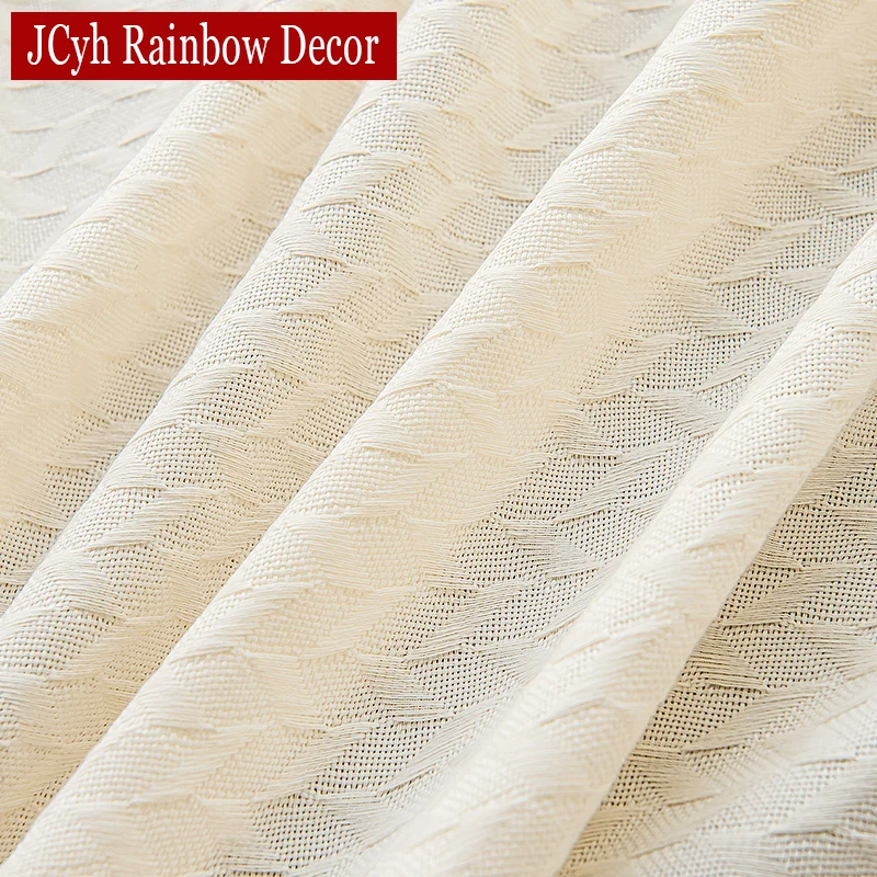 Japanese Patterned Sheer Curtains for Living Room, Modern Hall Curtain for Bedroom Decoration, Thick Voilage Yarn Custom Decor