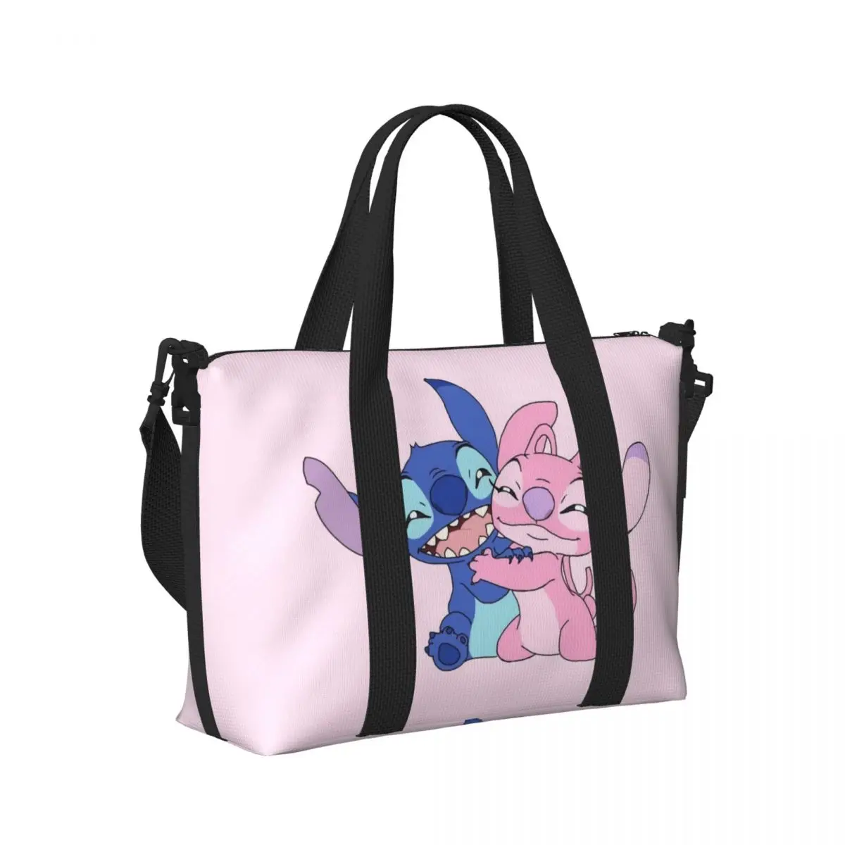 Custom Lilo And Stitch Groceries Tote Shopping Bag Women Large Capacity Disney Beach Gym Travel Bags