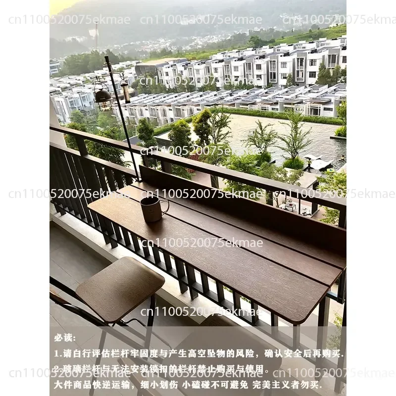 Balcony Railing Hanging Bar Table, Small Household Bar, Computer Table Can Be Dedicated Folding Desk and Chair
