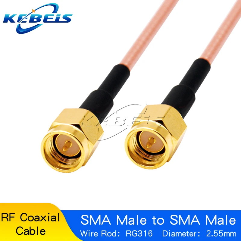 1PCS SMA Male to SMA Male SMA-JJ Male RF Cable RG316 Cable Assembly Jumper Pigtail SMA Plug Crimp FPV RG316 Cable 50 Ohms