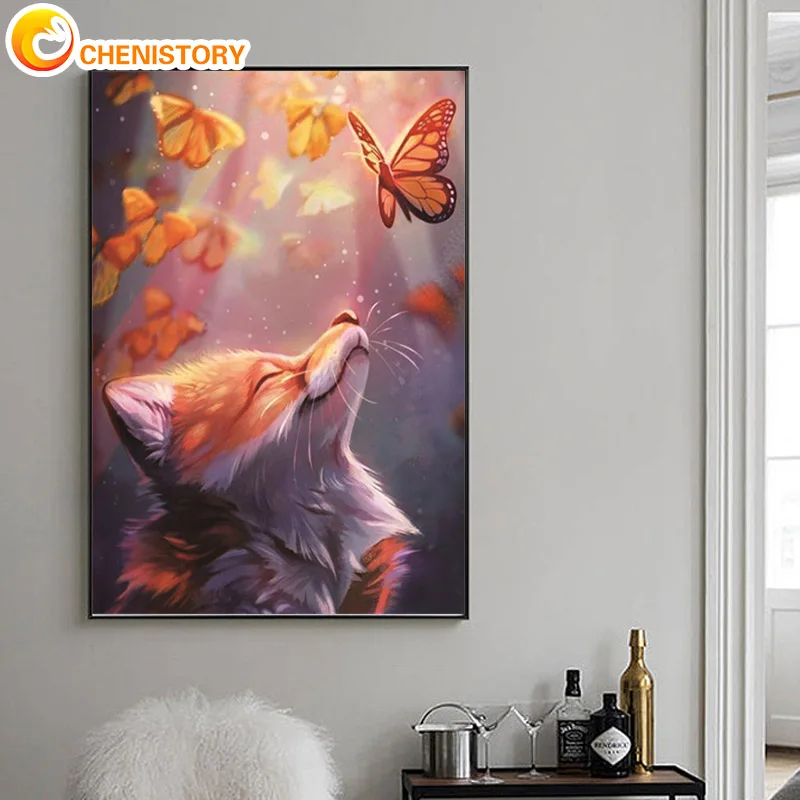 

CHENISTORY Oil Picture By Number Fox Animal Acrylic Painting By Numbers On Canvas For Adults Home Decoration Gift 50x65cm