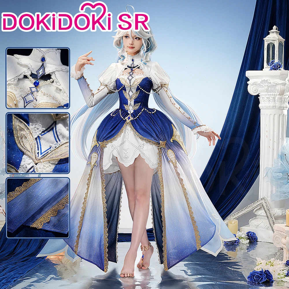 Focalors Doujin Cosplay Costume Game Genshin Impact DokiDoki-SR Fontaine Hydro Focalors Women Long Dress Lolita Furina Costume