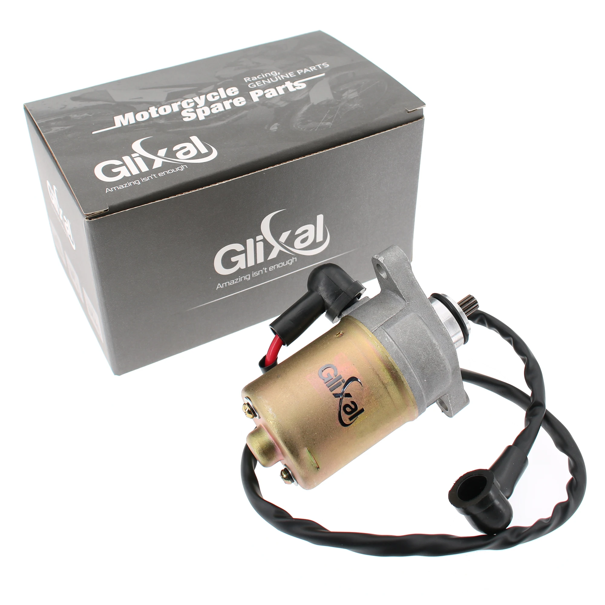 Glixal GY6 49cc 50cc 80cc 100cc Electric Starter Motor with Wire for 4-stroke QMB139 13QMB Scooter Moped ATV Go-kart Engines