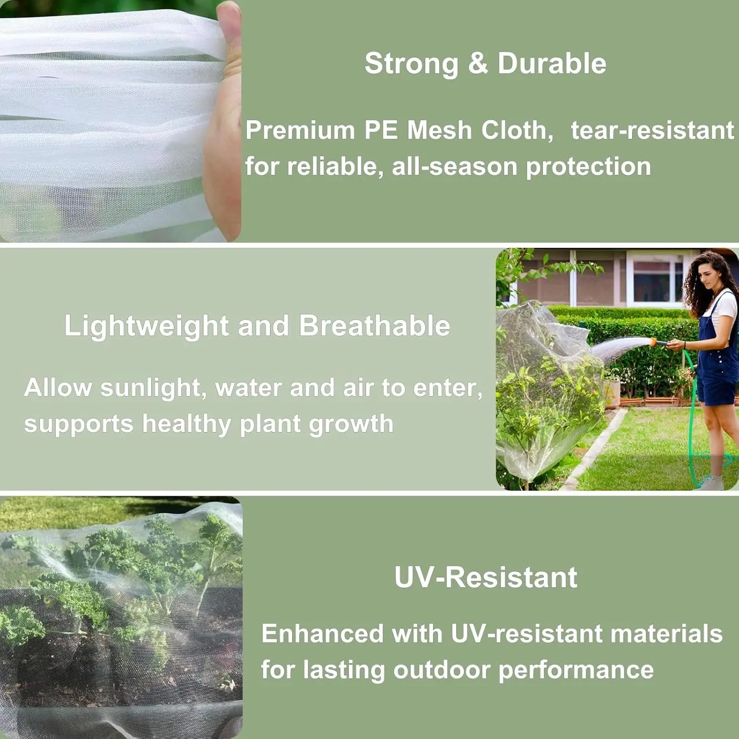 شبكة حديقة بطول 15 قدم × 15 قدم مع سحاب ورباط، حاجز طيور الحشرات لحماية شجرة الفاكهة #5