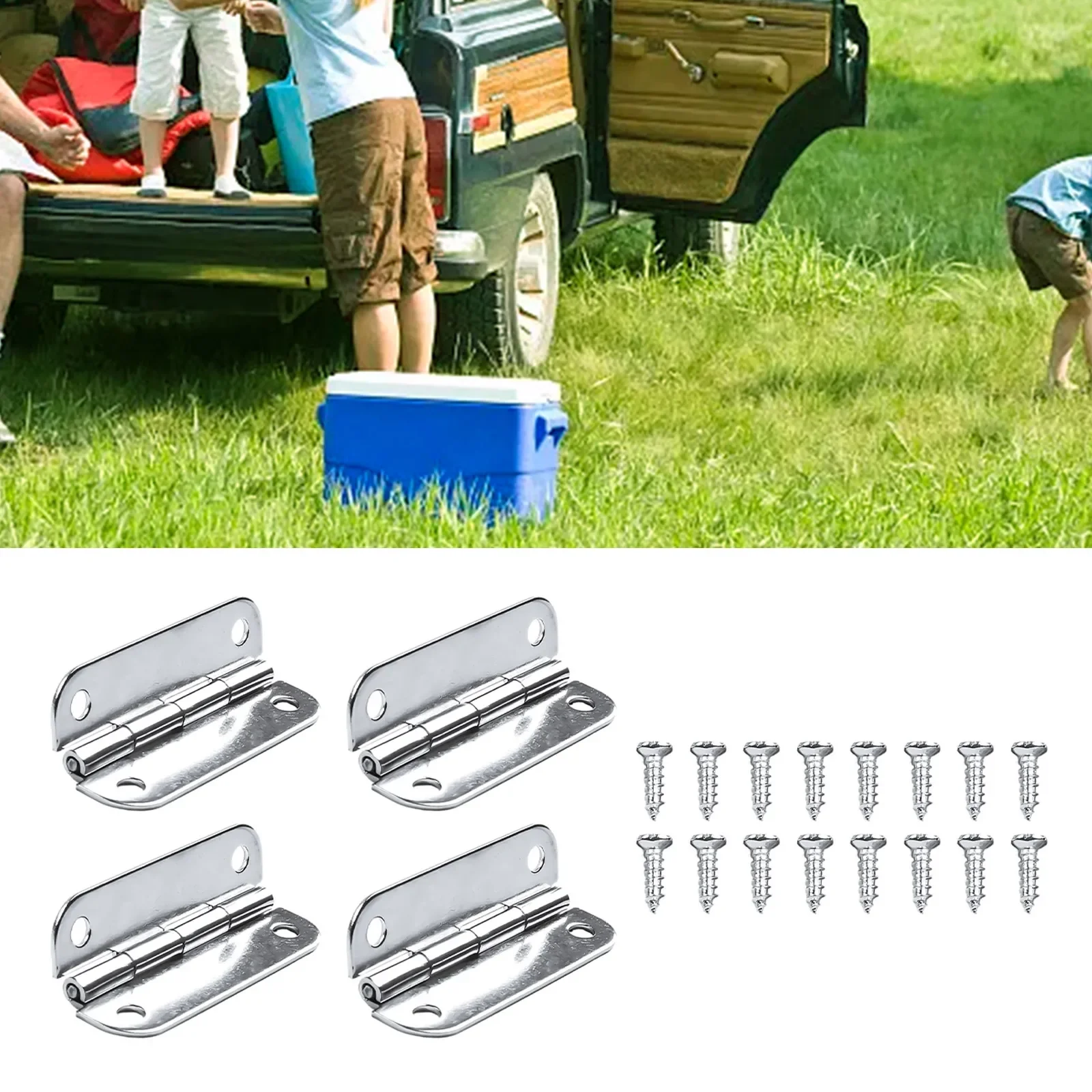 4x Camping Cooler Stainless Steel Hinges Replacement With Screws For Igloo Ice Chests Insulation Box Refrigerator Freezer Parts