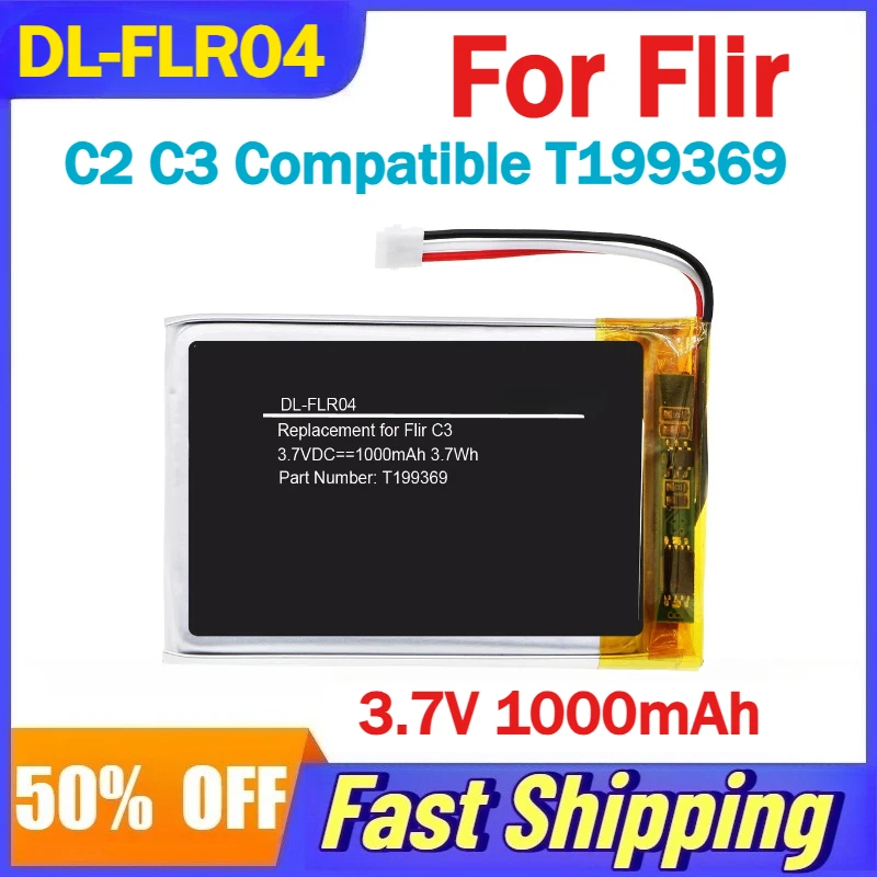 

3.7V 1000mAh DL-FLR04 Battery for Flir C2 C3 Infrared Thermal Imager Compatible T199369 Rechargeable Batteries