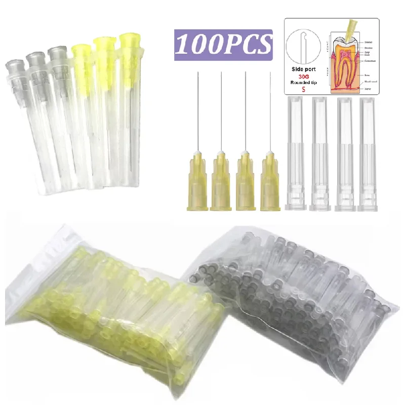 100Pcs Dental Root Canal Needle Tips Dentistry End Closed Side Hole Irrigation Tip Endodontic Syringe Washer Dentist  Accessory