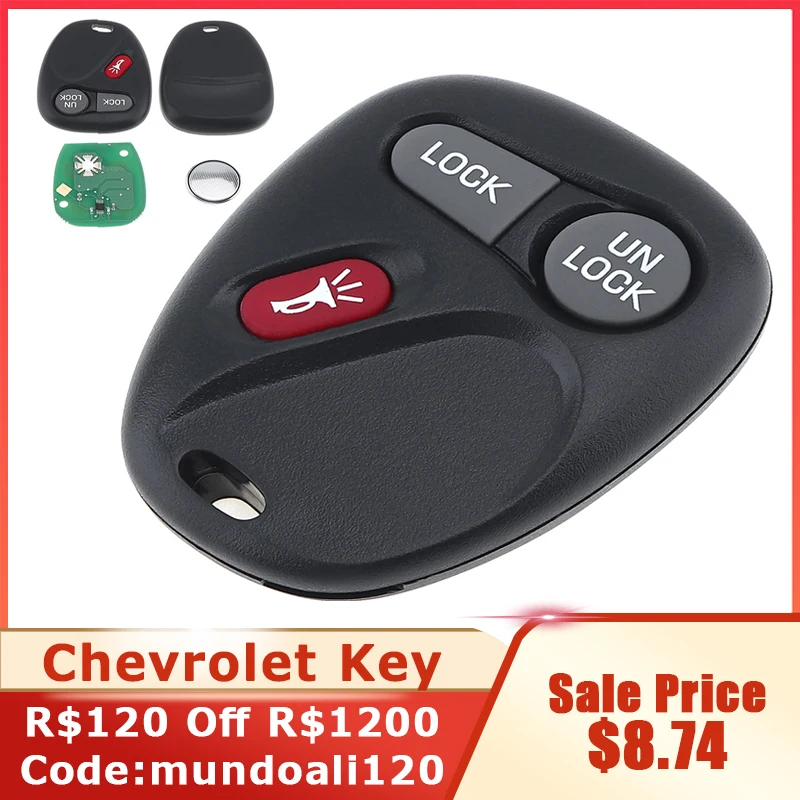 

315Mhz 3 Buttons Keyless Entry Remote Key Fob KOBLEAR1XT 15042968 for Chevrolet Avalanche/S10/Silverado/Tahoe 2002-2004