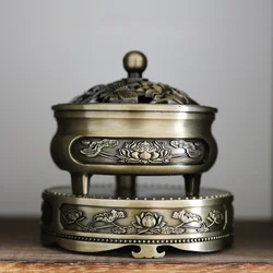 Lotus Dragon and Phoenix Antique  Alloy Incense Burner/Incense Lore Buddha Craft Supplies Office Teahouse Decoration Censer