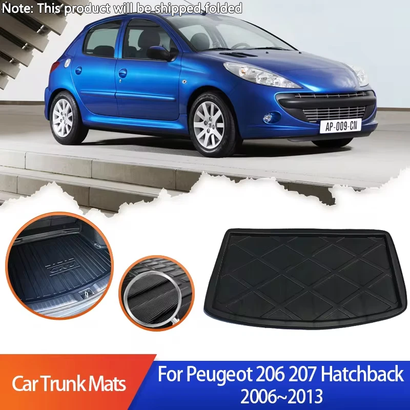 

Коврик в багажник автомобиля для Peugeot 206 207 Hatchback 2008 2006-2013, противоскользящий задний багажник, водонепроницаемый защитный лоток, аксессуары для ковров