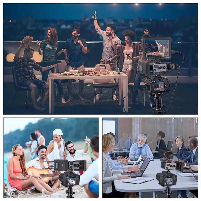 【B74A】Microphone Audio Mixer Adapter For DSLR Cameras Real-Time Monitoring Dual Channel 3.5Mm Port