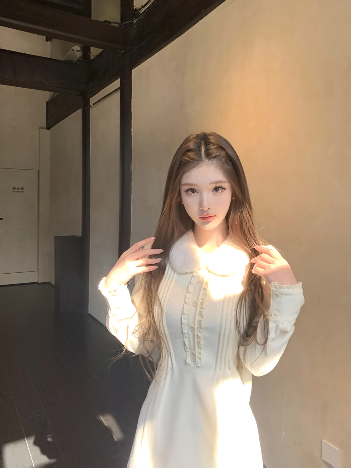 

Ele JMOP Moonlight Prologue Real Rabbit Fur Trim Long Sve Dr Women's Design Autumn Winter Skirt Polyester B...