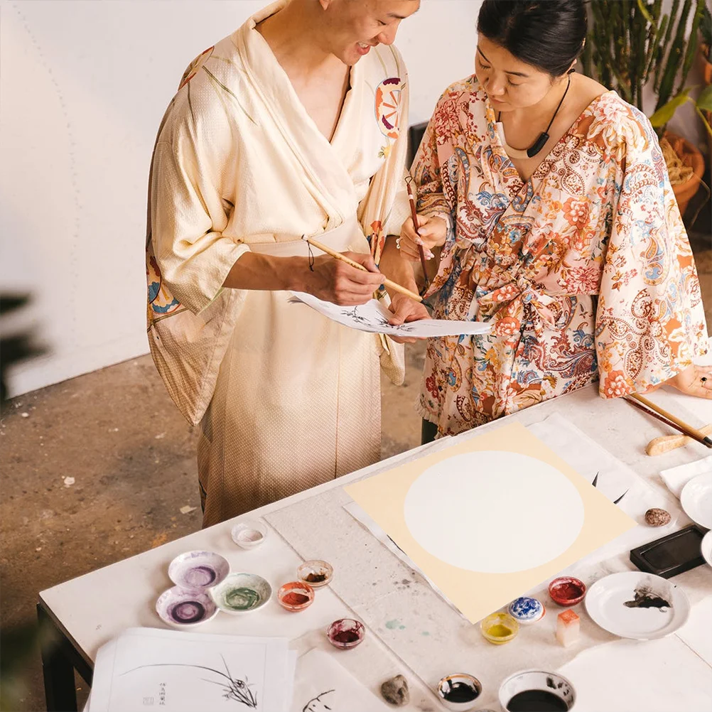 Abanico de caligrafía redondo Xuan para pincel chino, escritura de tinta, escritura cursiva, pintura, creación de arte, papel para practicar caligrafía, 20 piezas