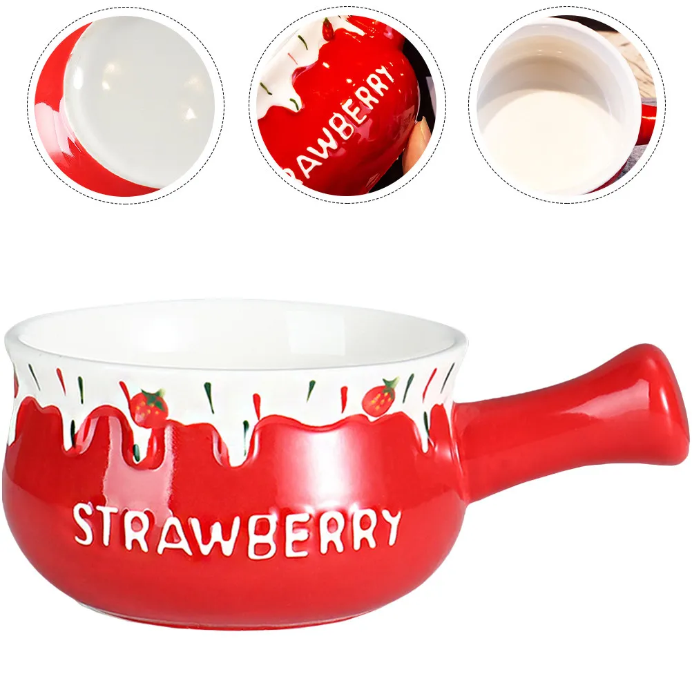 

Adorable Ceramic Soup Bowl Handheld Multi-Function Baking Bowl for French Onion Soup Stew Cereal Ramen Daily Use