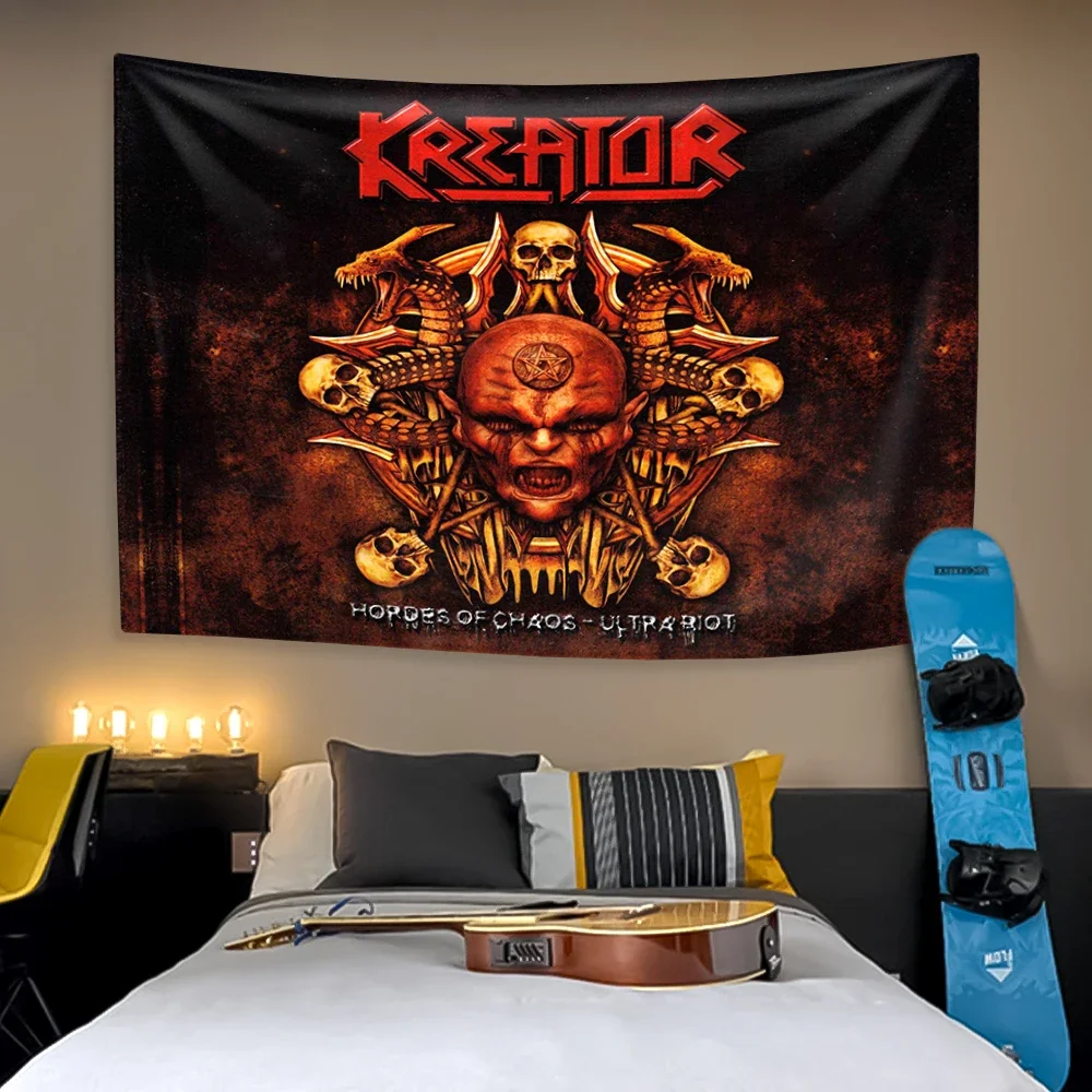 German Thrash Metal Band Tapestry Kreators Printed Rock Music Home Decoration Wall Hanging Large Fabric Background Bedroom Decor