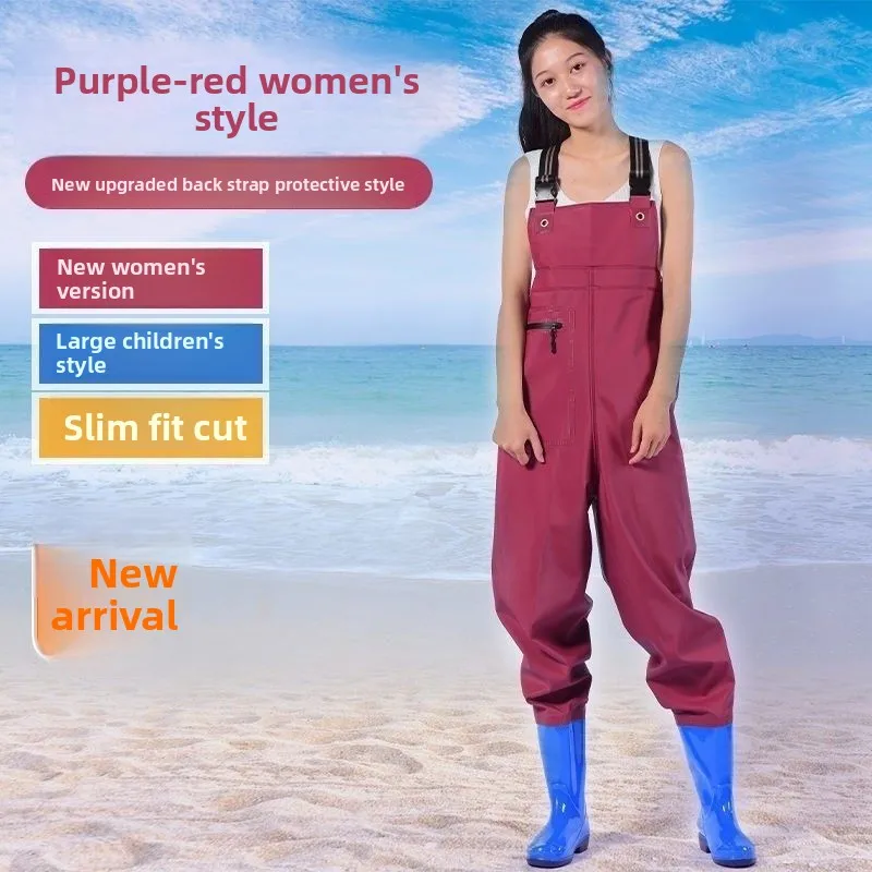 女性用ワンピーススーツ-防水釣り用オーバーオール-溝探検スーツ-魚介類採取用衣類-pvc素材