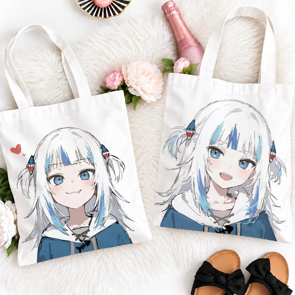 Kawaii Character G-Gawr GuraS Storage Bags Eco Canvas Tote Odorless Reusable Double Print Shopping Bag