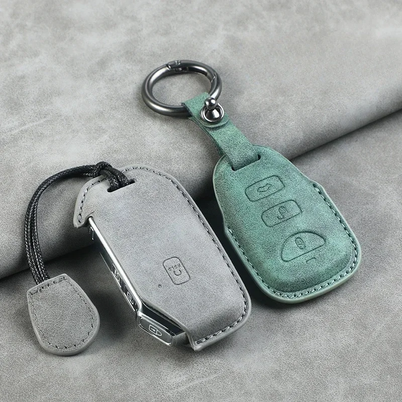 3 + 1 Buttons Leather Car Remote Key Case Cover Shell Fob for Hyundai for Kia Tucson Sonata Santa FE Carens Protector Key Fob