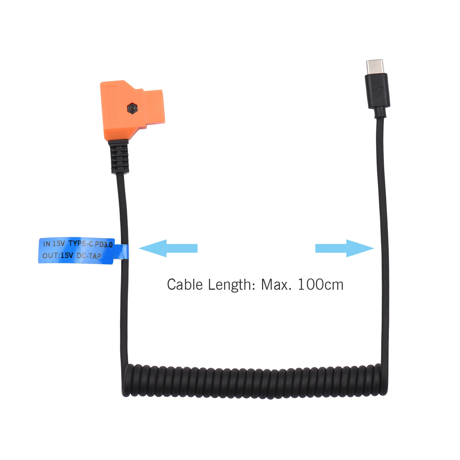 15V PD3.0 USB Type-C Male to 15V D-Tap Male Connector Power Cable for V-mount Battery USB type-C to D-tap Male Connection Cable