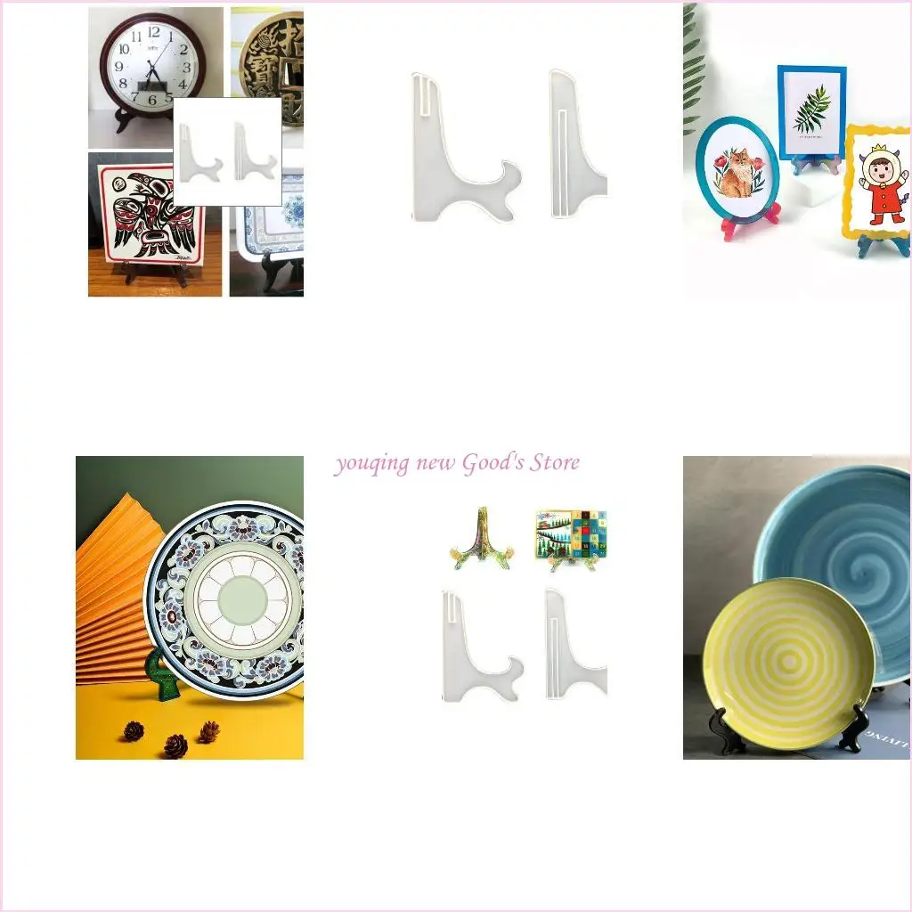

57QA Small Desktop Display Bracket Epoxy Resin Mold Dinner Plate Storage Holder Tray Rack Silicone Mould DIY Crafts Mold