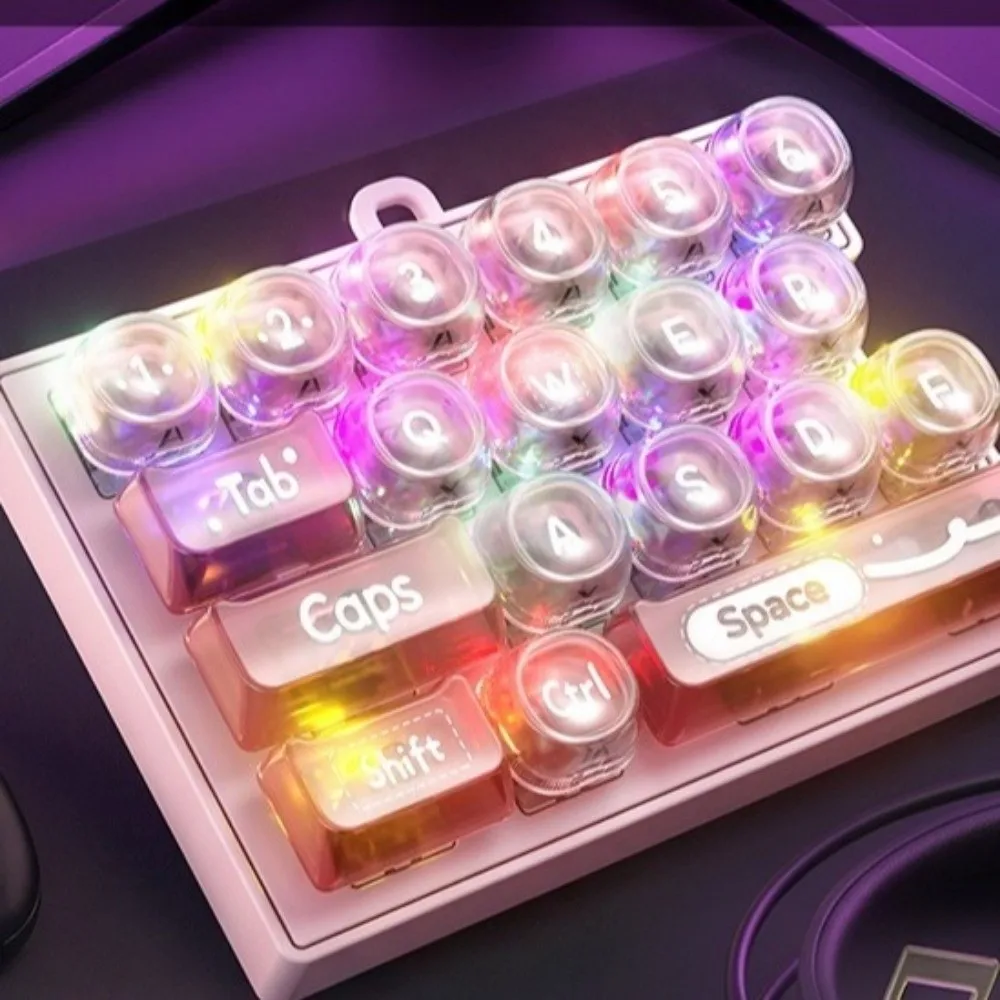 Portable Glowing 19 Keyboard Keychain Stress Relief with LED Lights Fingertip Button Key Ring Creative