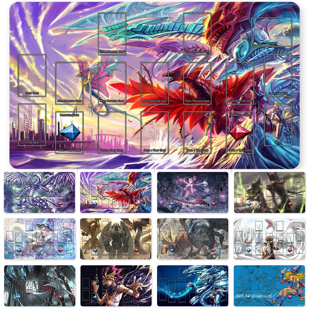 

HOT OCG Playmat Blue-eyes Ultimate Dragon Dark Magician Duel Monsters Playmats Compatible for YuGiOh TCG + Free Bag - ygo (60)