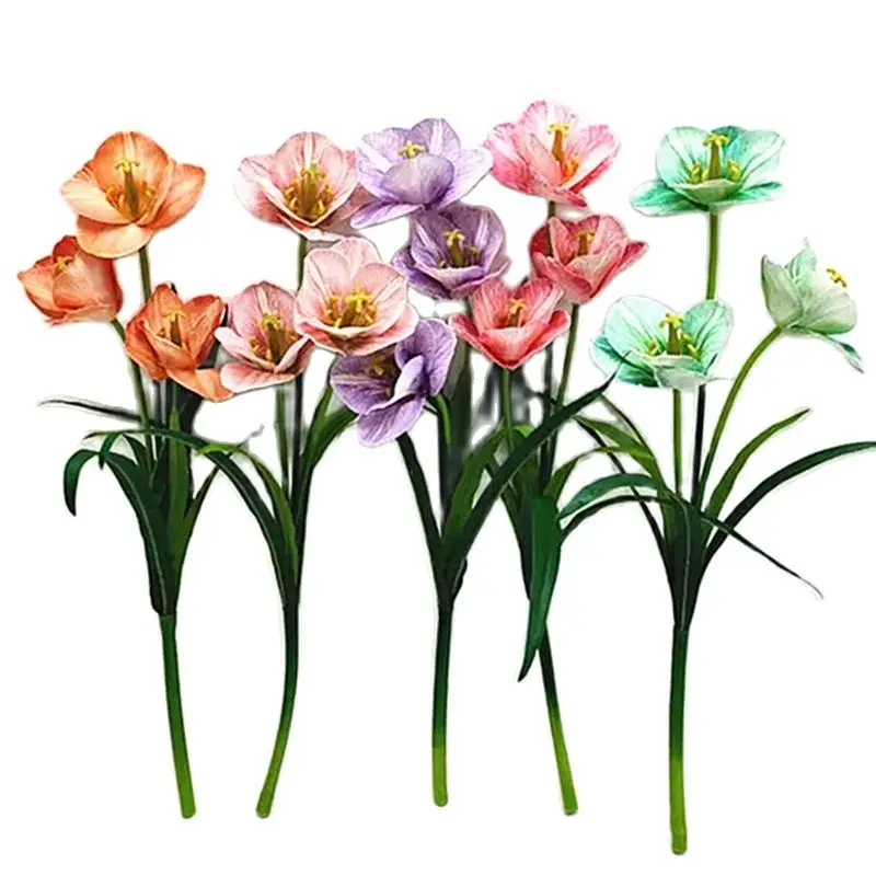 10pcs Artificial Tulip Branch 3D Printing Open Blooming 3 Heads Real Touch Simulated Latex Good Quality Tulips