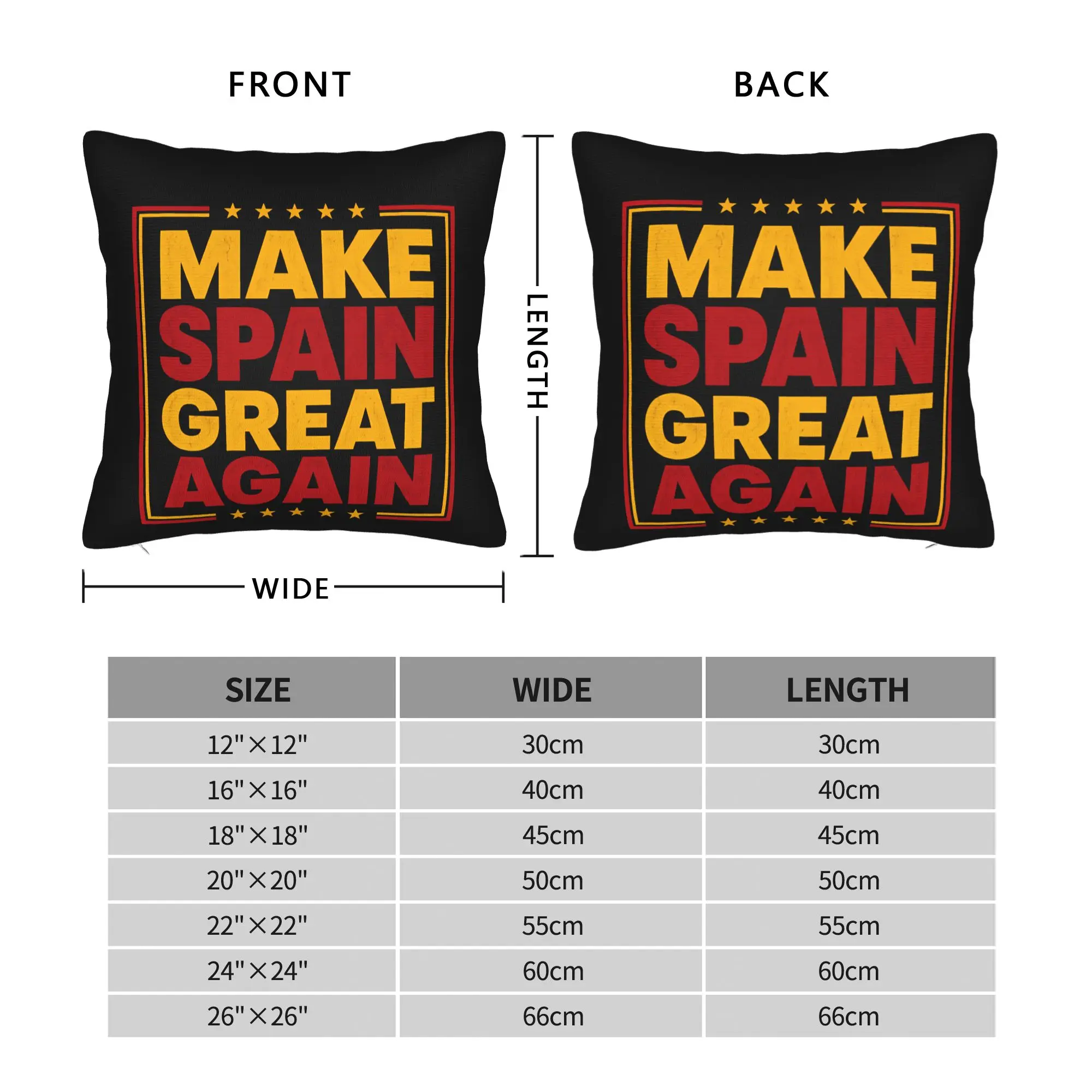 Make Spain Great Again Spanish Flag Slogan Square Pillow Case Polyester Decorative Pillow  , 45*45cm Pillowcase