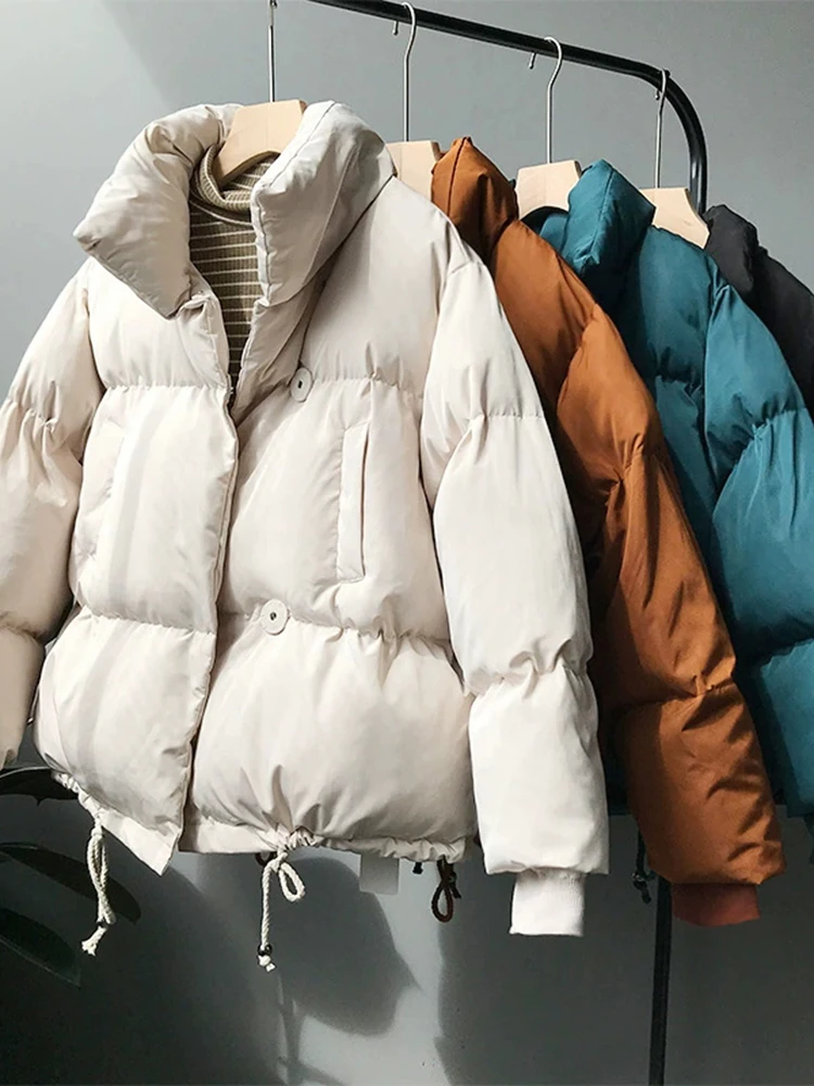 

Autumn Winter Collection Solid Women Down Jacket Warm Thicken Stand Collar White Duck Down Parka Women's Jackets Coats