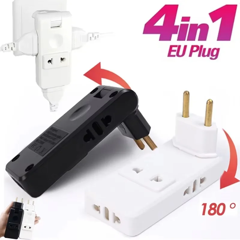 

4 In 1 EU Plug Electrical Socket Wall Adapter 180° Rotatable Electrical Plug Adapter For Home Office Travel Socket Power Adapter