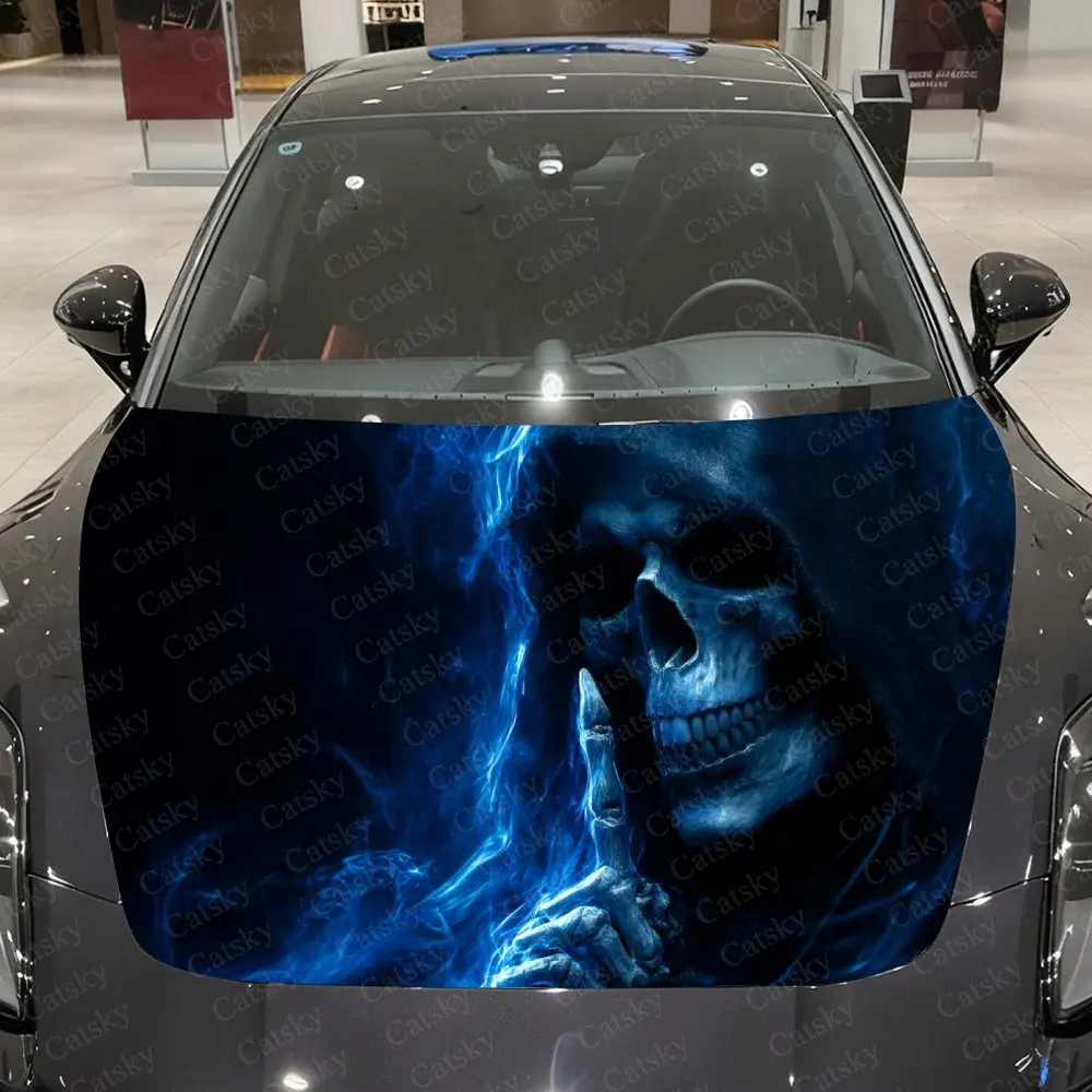 Silent Reaper Car Vinyl Wrap, PVC Material Waterproof Car Hood Sticker, Self-Adhesive Scratch-Resistant Stickers for Engine Cove