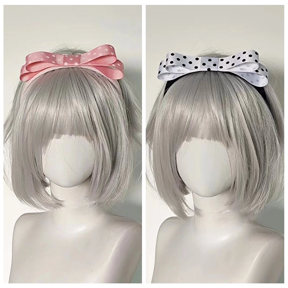 

Lolita Hair Accessories Trend Women's Wide Headband Bow Knot Sweet Style Polka Dot Hairband Cute Hoop Headwear