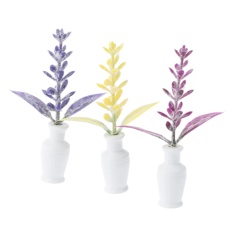 Mini maceta de flores para plantas verdes, simulación de plantas en maceta, casa de muñecas en miniatura, muebles para decoración del hogar, 1:12