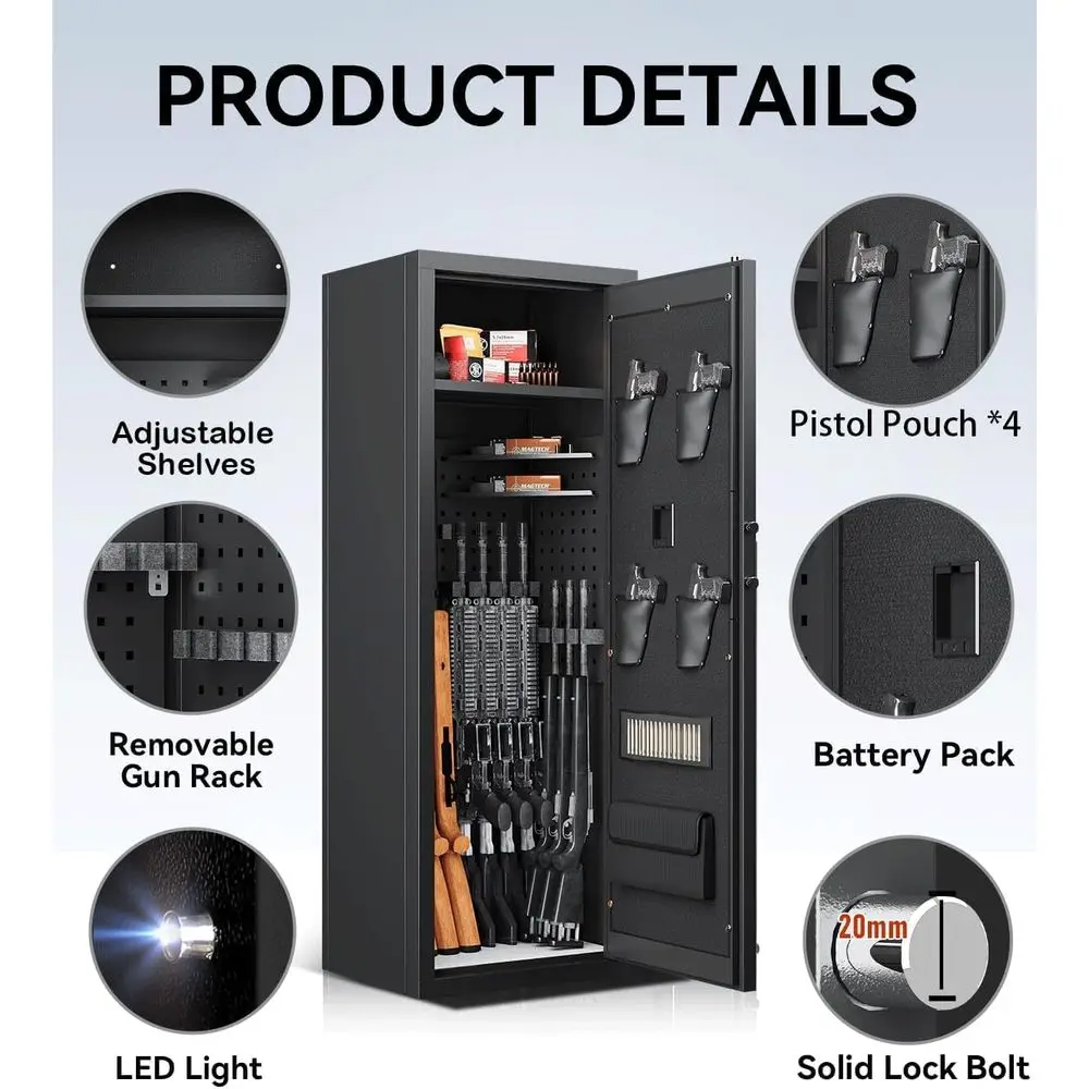 Biometric Safe for Firearms: Adjustable Storage for Rifles and Pistols in Home and Garage