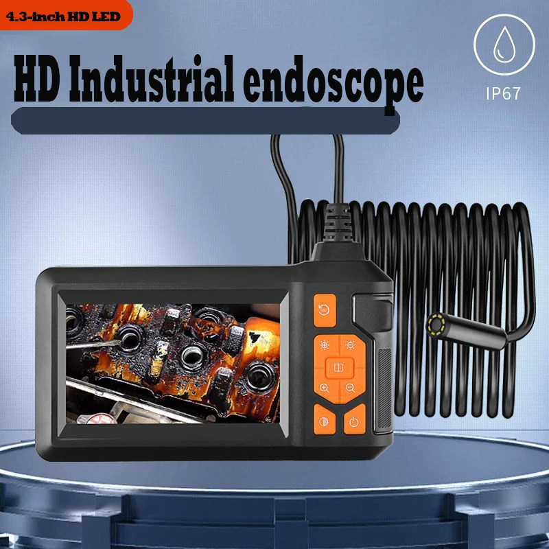 endoscopio industrial com luz camera digital lcd hd de 43 polegadas portatil a prova dagua camera de inspecao de esgoto luzes led 01