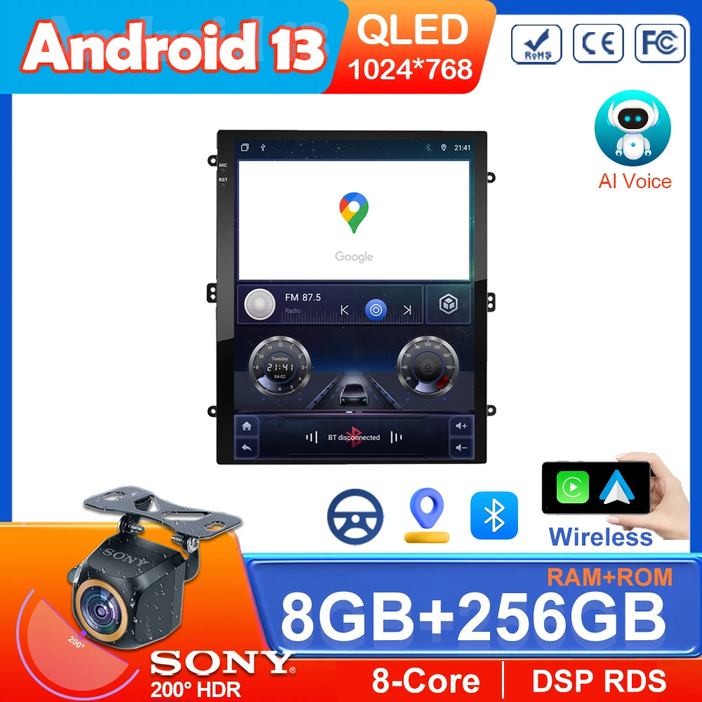 

9.7 inch Carplay android auto Car Android 2 Din Radio Multimedia Video Player Universal Auto Stereo GPS Navigation