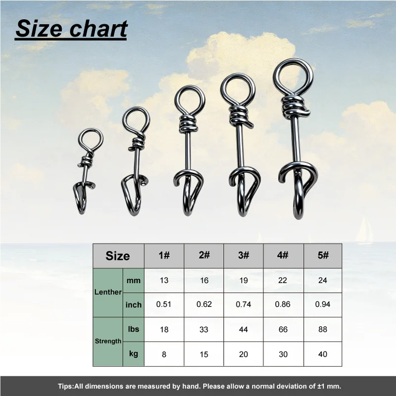 30/60 Stück Angelclips, Schnellverschluss-Verbinder für Angelköder, Schnellwechsel-Clips für Salzwasser-Angeln, Edelstahl-Angelzubehör – Detail 2