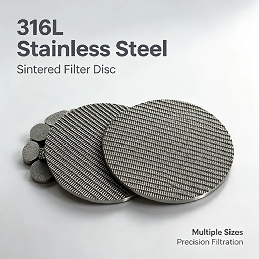 316L Sintered Stainless Steel Filter Disc Multi‑Micron Metal Filter Screen Round Mesh Sheet for Industrial Filtration