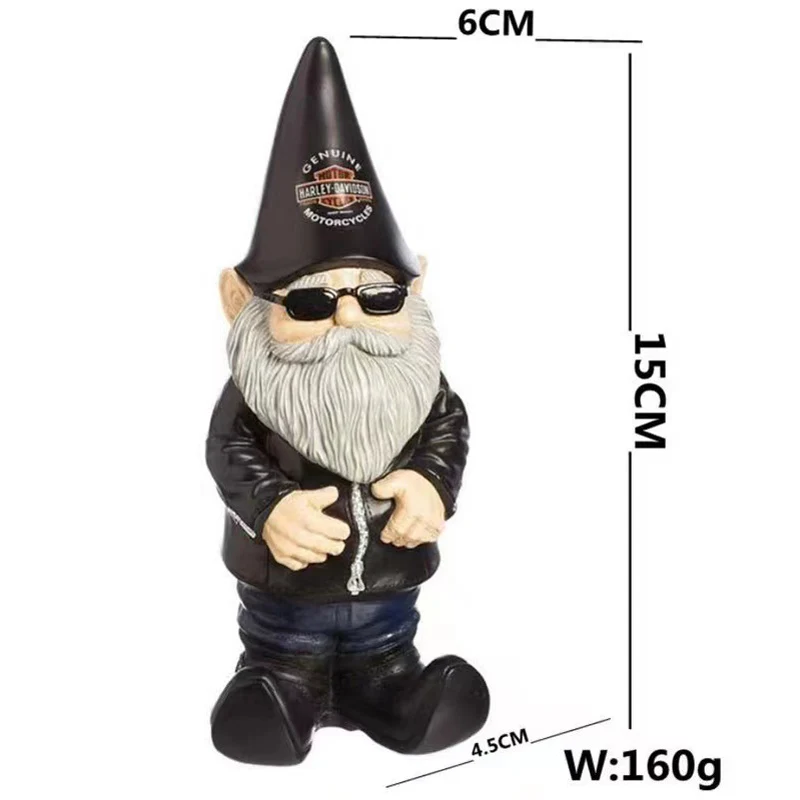 1Pc Harley-Davidson Lady Biker Themed Polystone Garden Gnome Dwarf Resin Ornaments Home Decor